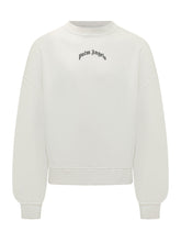 PALM ANGELS - Crew Neck Sweatshirt with Chest Logo - White - LIDIASHOPPING® - Official Website