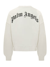 PALM ANGELS - Crew Neck Sweatshirt with Chest Logo - White - LIDIASHOPPING® - Official Website