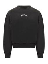 PALM ANGELS - Crew Neck Sweatshirt with Front Logo - Black - LIDIASHOPPING® - Official Website