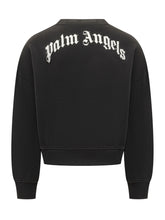 PALM ANGELS - Crew Neck Sweatshirt with Front Logo - Black - LIDIASHOPPING® - Official Website