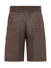 PALM ANGELS - Shorts with Elasticated Waist and Logo - Brown - LIDIASHOPPING® - Official Website
