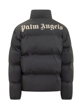 PALM ANGELS - Down Jacket High Neck Zip with Logo - Black - LIDIASHOPPING® - Official Website