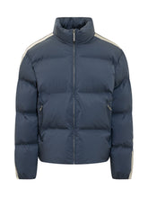 PALM ANGELS - Down Jacket High Neck Zip with Logo - Blue - LIDIASHOPPING® - Official Website