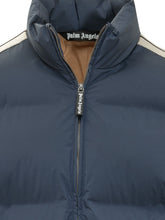PALM ANGELS - Down Jacket High Neck Zip with Logo - Blue - LIDIASHOPPING® - Official Website