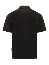 PALM ANGELS - Polo Shirt with Curved Front Logo - Black - LIDIASHOPPING® - Official Website