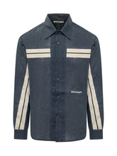 PALM ANGELS - Track Shirt with Stripes and Logo - Blue - LIDIASHOPPING® - Official Website