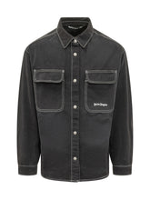 PALM ANGELS - Cotton Denim Shirt with Pockets and Buttons - Black - LIDIASHOPPING® - Official Website