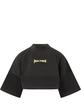 PALM ANGELS - Cropped T-shirt with Front Logo - Black - LIDIASHOPPING® - Official Website