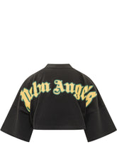 PALM ANGELS - Cropped T-shirt with Front Logo - Black - LIDIASHOPPING® - Official Website