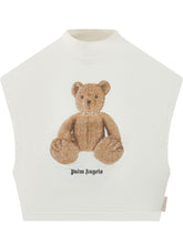 PALM ANGELS - Top Boxy Senza Maniche con Stampa Orso - Bianco - LIDIASHOPPING® - Official Website