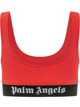 PALM ANGELS - Top Sportivo con Fascia Logo - Rosso - LIDIASHOPPING® - Official Website