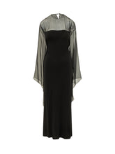 ALBERTA FERRETTI - Long Dress with Sheer Panels - Black - LIDIASHOPPING® - Official Website