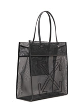 OFF-WHITE - Borsa Tote Market in Rete con Doppi Manici e Logo - Nero | Lidia Shopping | Official Website