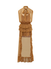ACTUALEE - Abito Lungo con Balze e Fiocco - Giallo - LIDIASHOPPING® - Official Website