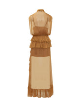 ACTUALEE - Abito Lungo con Balze e Fiocco - Giallo - LIDIASHOPPING® - Official Website