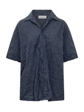 GONGDID DESIGN - Short Sleeve Shirt with Collar and Front Closure - Blue - LIDIASHOPPING® - Official Website