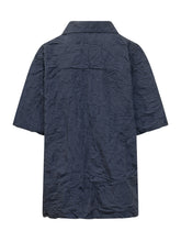GONGDID DESIGN - Short Sleeve Shirt with Collar and Front Closure - Blue - LIDIASHOPPING® - Official Website