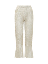 GONGDID DESIGN - Pleated Pants with Elastic Waist and Flared Hem - White - LIDIASHOPPING® - Official Website