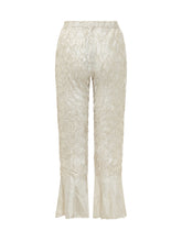 GONGDID DESIGN - Pleated Pants with Elastic Waist and Flared Hem - White - LIDIASHOPPING® - Official Website