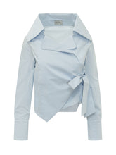 BALOSSA - Nora Shirt with Wide Collar and Wrap Closure - Blue - LIDIASHOPPING® - Official Website