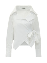 BALOSSA - Nora Shirt with Wide Collar and Wrap Closure - White - LIDIASHOPPING® - Official Website