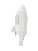 BALOSSA - Nora Shirt with Wide Collar and Wrap Closure - White - LIDIASHOPPING® - Official Website