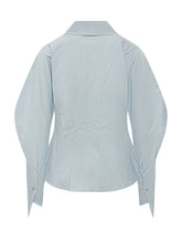 BALOSSA - Lovely Shirt with Collar and Buttons and Wide Sleeves - Blue - LIDIASHOPPING® - Official Website
