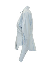 BALOSSA - Lovely Shirt with Collar and Buttons and Wide Sleeves - Blue - LIDIASHOPPING® - Official Website