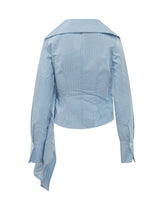 BALOSSA - Candy Shirt with Wide Collar and Asymmetric Draping - Blue - LIDIASHOPPING® - Official Website
