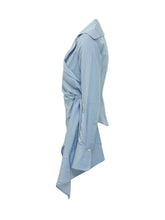 BALOSSA - Camicia Candy con Colletto Ampio e Drappeggio Asimmetrico - Blu - LIDIASHOPPING® - Official Website