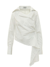 BALOSSA - Camicia Candy con Colletto Ampio e Drappeggio Asimmetrico - Bianco - LIDIASHOPPING® - Official Website