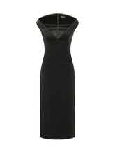 SOLACE LONDON - Monica Abito Midi con Scollo Ampio - Nero - LIDIASHOPPING® - Official Website