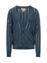 AMARANTO - Knit Buttoned Cardigan - Blue - LIDIASHOPPING® - Official Website