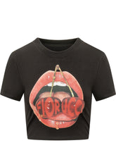FIORUCCI - T-shirt Cropped con Stampa Grafica - Nero - LIDIASHOPPING® - Official Website