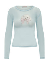 FIORUCCI - Long Sleeve Tulle Top with Print - Blue - LIDIASHOPPING® - Official Website