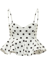 FIORUCCI - Peplum Top with Straps with Polka Dot Pattern - White - LIDIASHOPPING® - Official Website