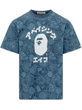 BAPE - T-shirt Fit Giapponese con Stampa Floreale - Blu - LIDIASHOPPING® - Official Website