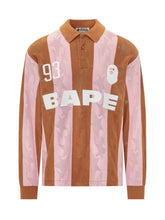 BAPE - Long Sleeve Polo with Lettering - Beige - LIDIASHOPPING® - Official Website