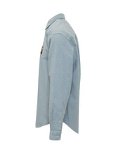 BAPE - Shirt with Buttons and Embroidered Logo - Blue - LIDIASHOPPING® - Official Website
