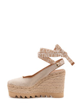 STELLA MCCARTNEY - Wedge Shoe Gaia Slingback with Ankle Laces and Toothed Sole - Beige - LIDIASHOPPING® - Official Website