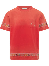 FOUND - T-shirt with Floral Embroidered Border - Red - LIDIASHOPPING® - Official Website