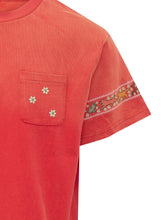 FOUND - T-shirt with Floral Embroidered Border - Red - LIDIASHOPPING® - Official Website