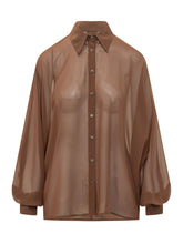 LA FEMME - Sheer Button Front Shirt - Brown - LIDIASHOPPING® - Official Website