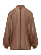 LA FEMME - Sheer Button Front Shirt - Brown - LIDIASHOPPING® - Official Website