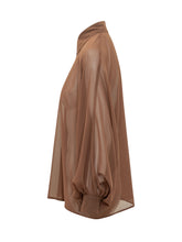 LA FEMME - Sheer Button Front Shirt - Brown - LIDIASHOPPING® - Official Website
