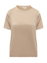 LA FEMME - Satin Crewneck T-shirt - Beige - LIDIASHOPPING® - Official Website