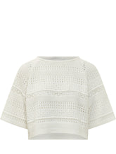 WEEKEND by MAX MARA - Short Sleeve Openwork Knit Top - White - LIDIASHOPPING® - Official Website