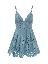 CHARO RUIZ IBIZA - Nix Abito Corto con Ricamo Traforato - Blu | Lidia Shopping | Official Website