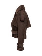 GIOCASTA - Cropped Double Breasted Jacket with Belt - Brown - LIDIASHOPPING® - Official Website