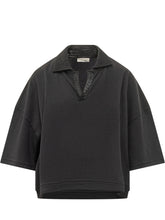 ATOMO FACTORY - Short Sleeve Crochet Knit Polo - Black - LIDIASHOPPING® - Official Website